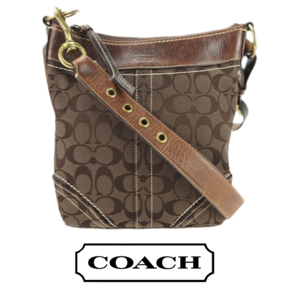 COACH | 10403 Brown Signature Pattern Convertable Duffel Crossbody Bag Purse